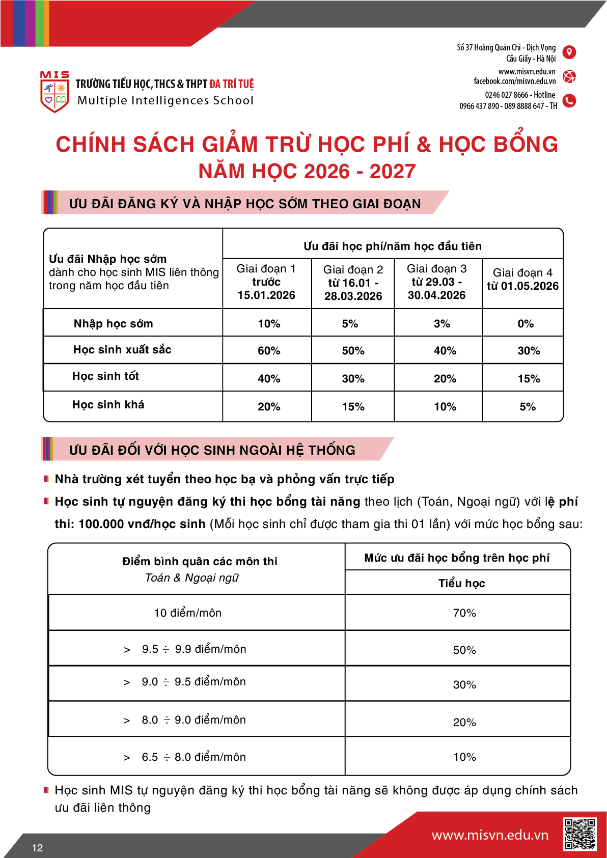 Thông tin tuyển sinh Tiểu học năm học 2026-2027
