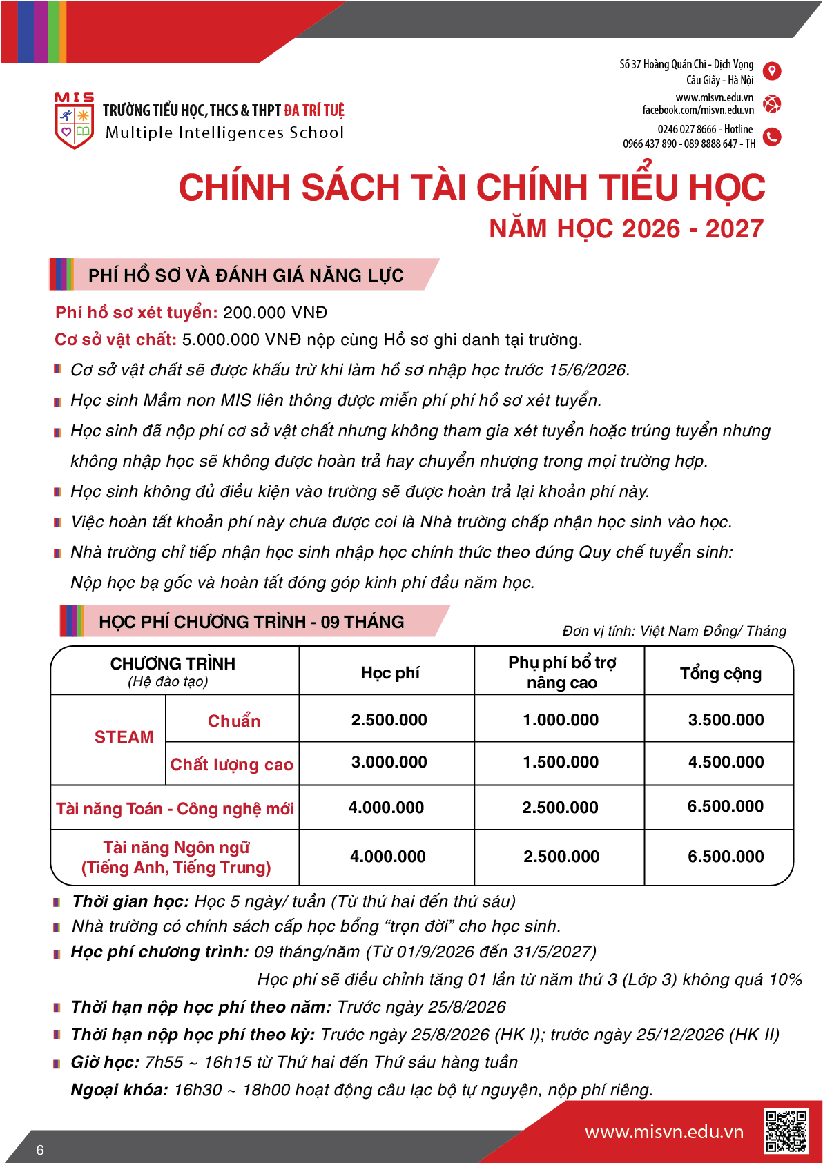 Thông tin tuyển sinh Tiểu học năm học 2026-2027