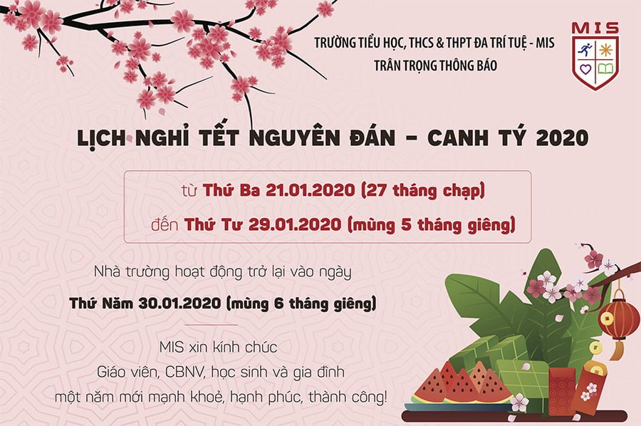 Lịch nghỉ Tết nguyên đán – Canh Tý 2020
