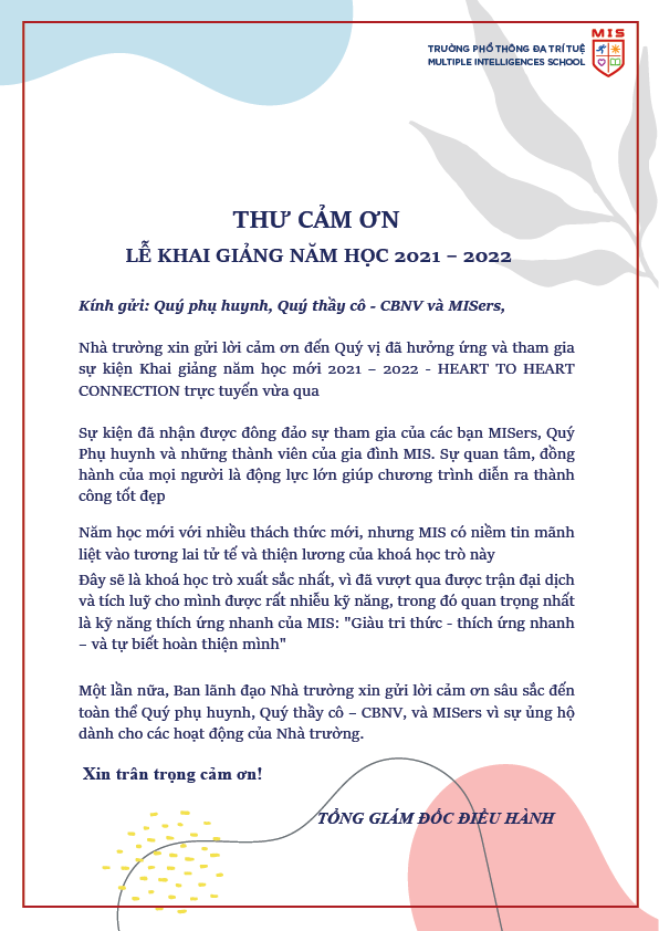 Thư Cảm Ơn