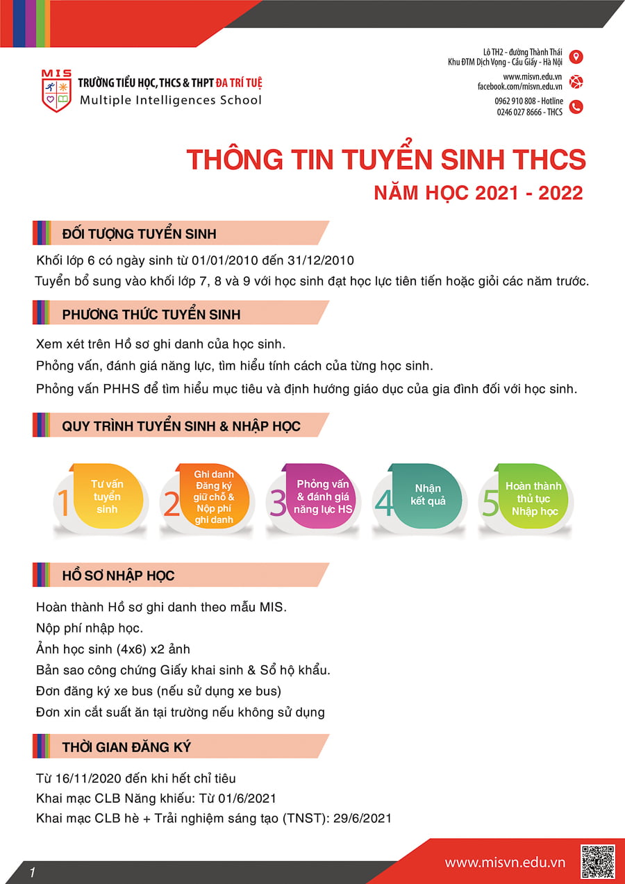 TUYỂN SINH THCS NĂM HỌC 2021 – 2022