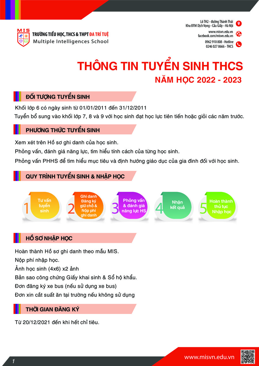 TUYỂN SINH THCS NĂM HỌC 2022 – 2023