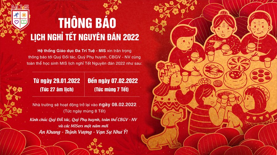 THÔNG BÁO LỊCH NGHỈ TẾT NGUYÊN ĐÁN 2022