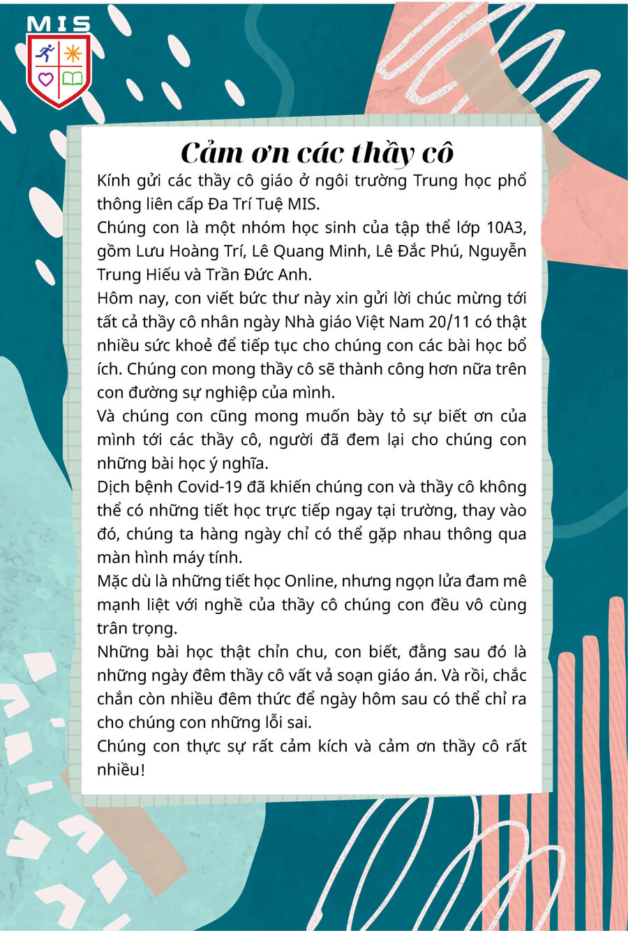 LÁ THƯ TỪ TRÁI TIM, NỤ CƯỜI THẦY HẠNH PHÚC