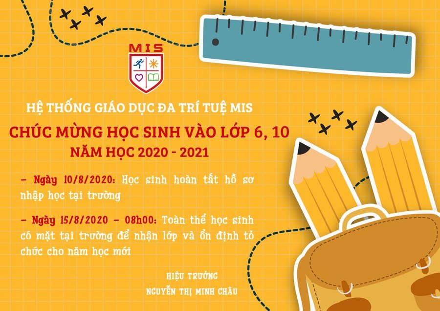 CHÚC MỪNG HỌC SINH VÀO LỚP 6, 10 NĂM HỌC 2020 – 2021