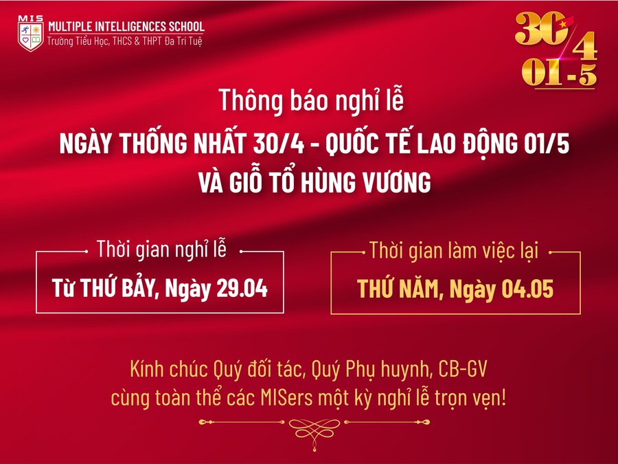 THÔNG BÁO NGHỈ LỄ