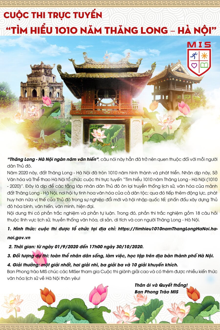 CUỘC THI TRỰC TUYẾN “TÌM HIỂU 1010 NĂM THĂNG LONG – HÀ NỘI”