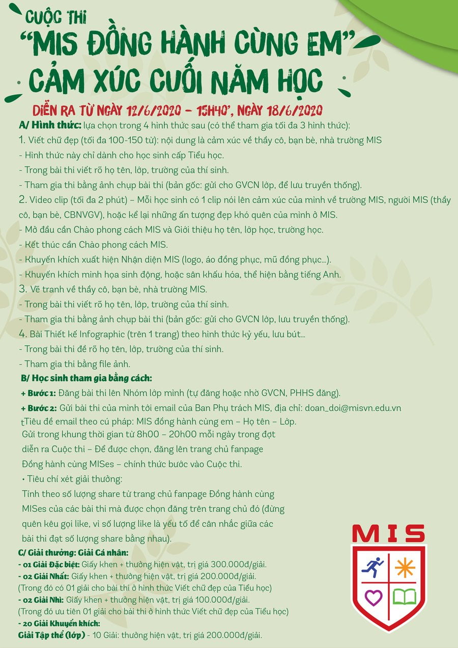 Cuộc thi “MIS đồng hành cùng em” – Cảm xúc cuối năm học