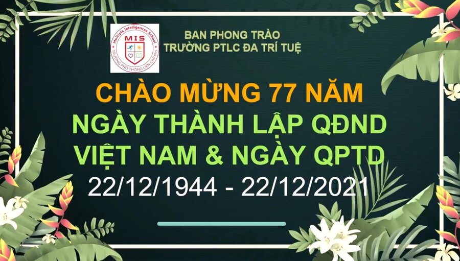 CHÀO MỪNG 77 NĂM NGÀY THÀNH LẬP QUÂN ĐỘI NHÂN DÂN VIỆT NAM