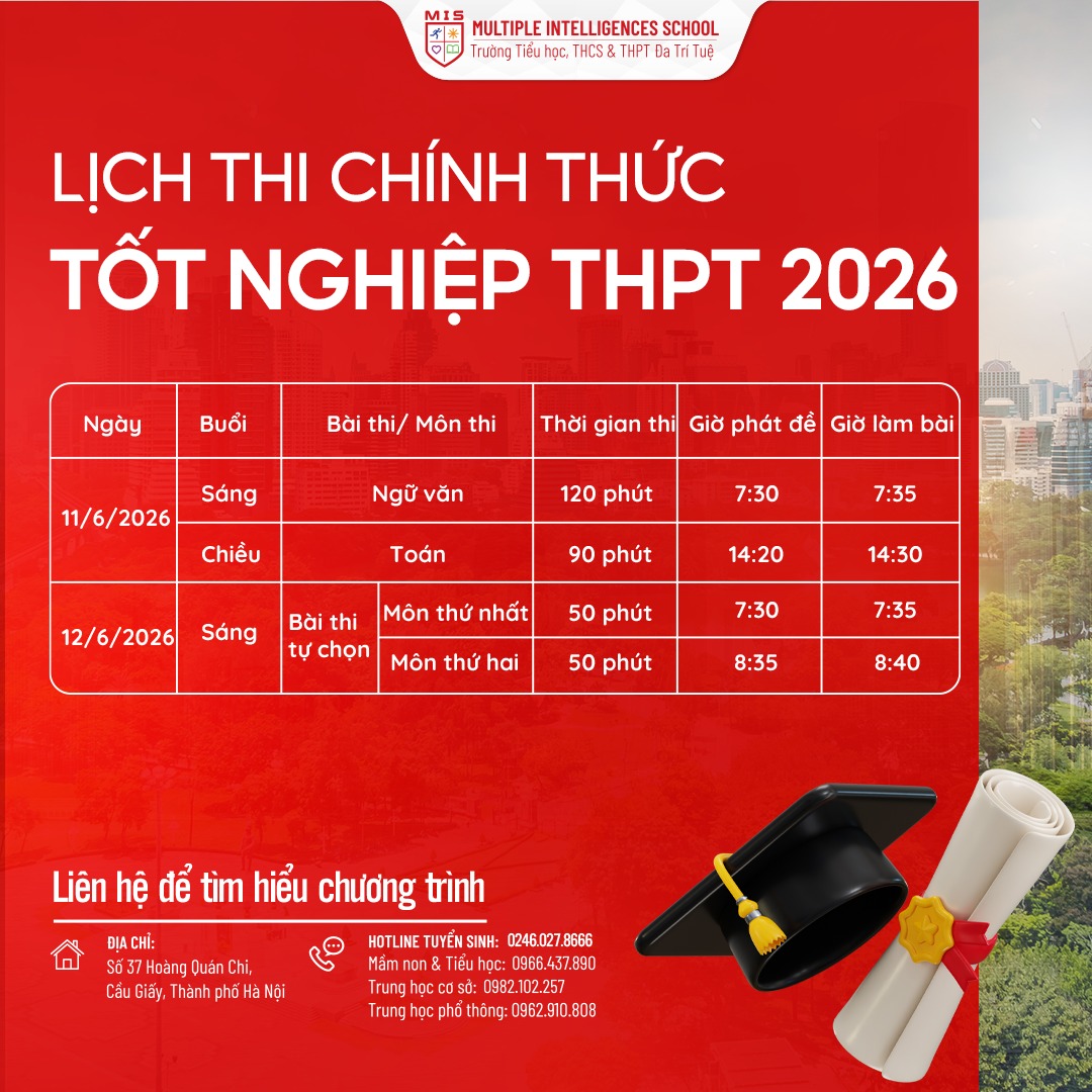 LỊCH THI TỐT NGHIỆP THPT 2026 CHÍNH THỨC