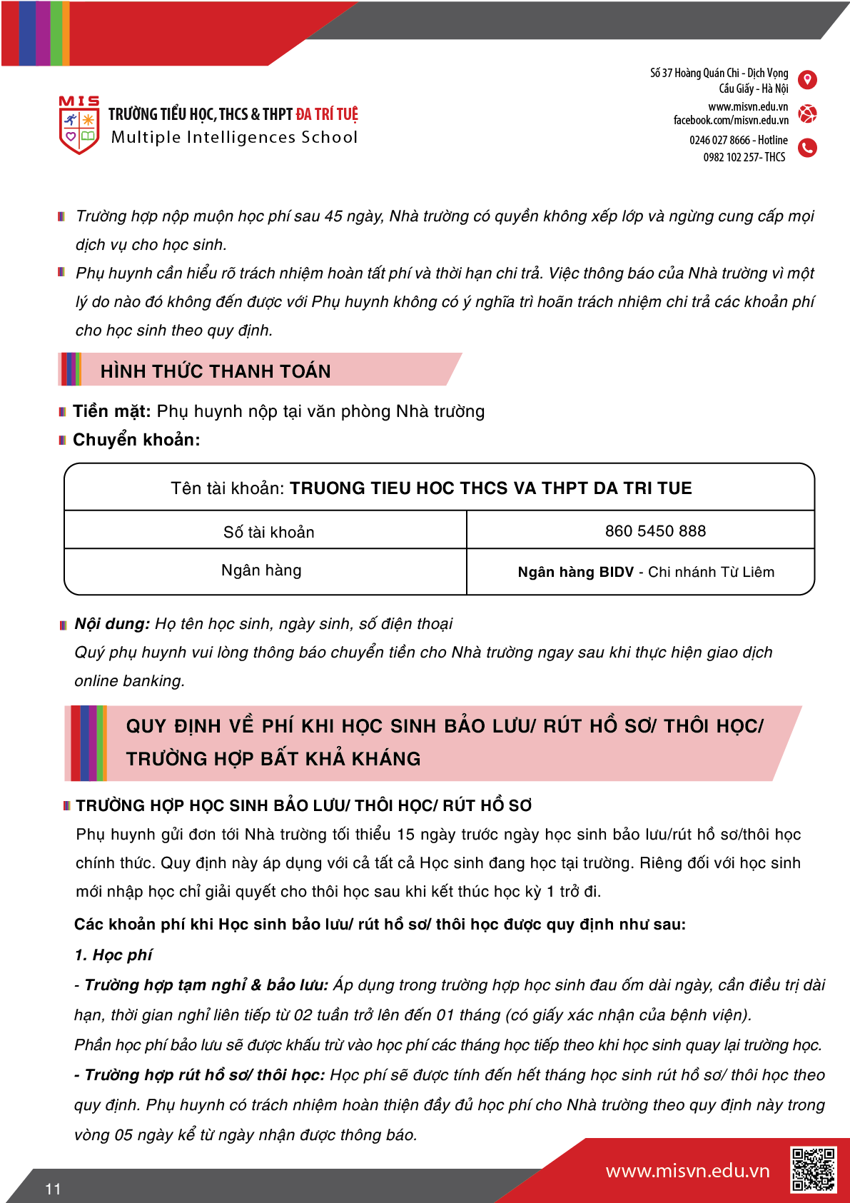 Thông tin tuyển sinh Trung học cơ sở năm học 2026-2027